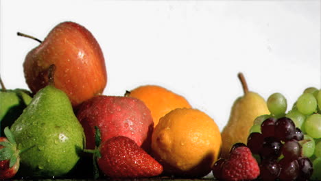 fruits being soaked in super slow motion