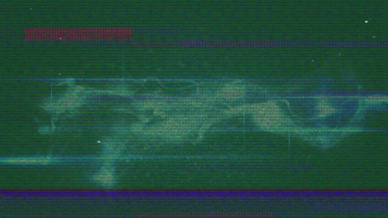Animation of digital interface and happy neon blue lights