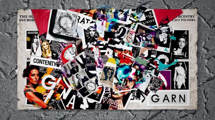 Abstrakt collage af magasinudklip