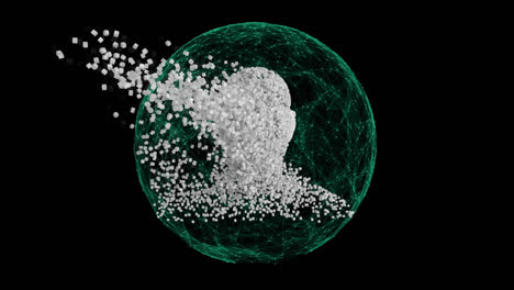 moving human bust with globe spinning