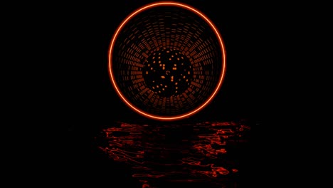 glowing orange circle in a dark tunnel