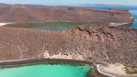 Aerial:-remote-Mexican-west-coast-lagoons,-tropical-bay-on-Pacific-Coast