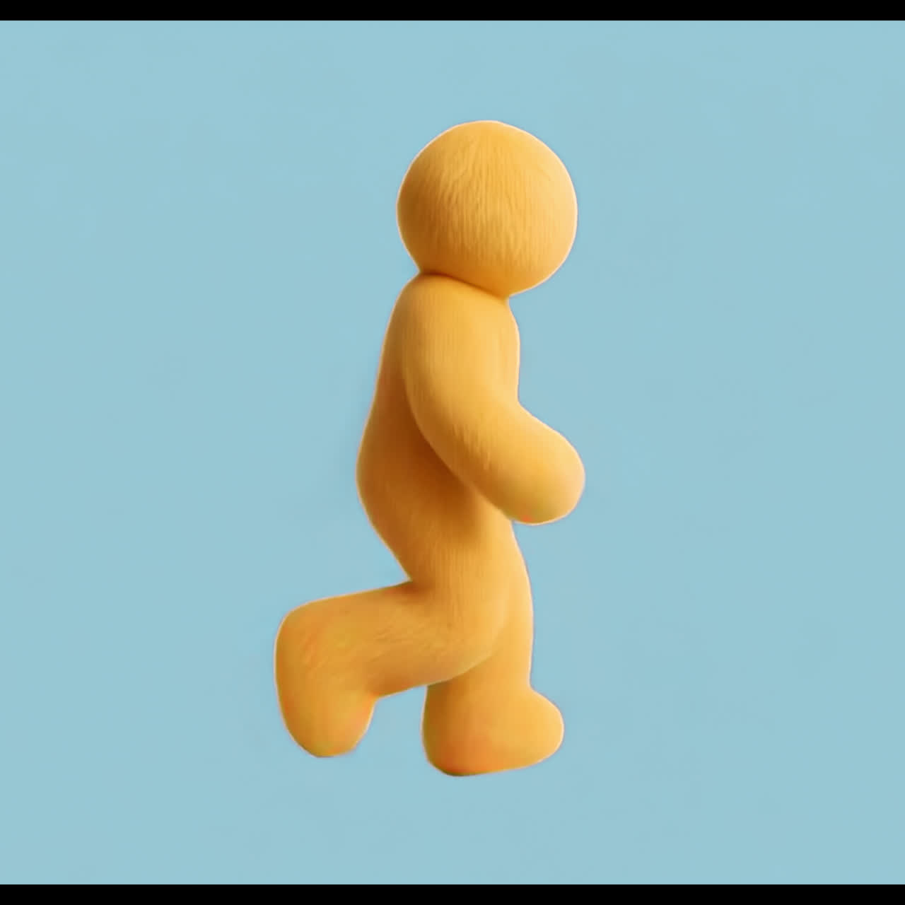 Yellow clay figure walking pose animation isolated asset, transparent 4K video, alpha channel