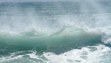 rough sea and big powerful waves breaking on coastline of west australia, slow motion