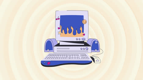 motion graphic of hand drawn old computer illustration