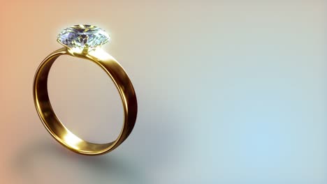 glowing diamond engagement ring rotates on gentle bg - loop video