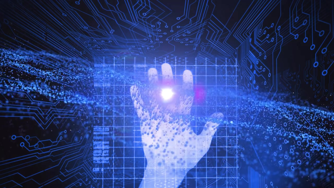 Multiple changing numbers and computer code against snowflakes falling against blue background