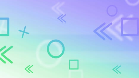 geometric shapes animation over gradient background with arrows and circles