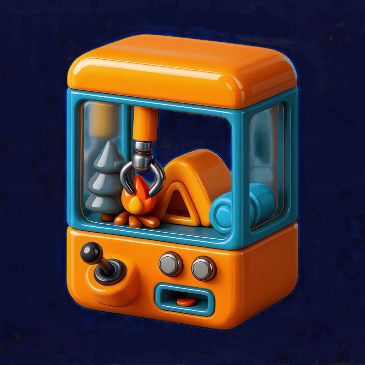 Colorful camping arcade toy animation isolated asset, transparent 4K video, alpha channel, ProRes
