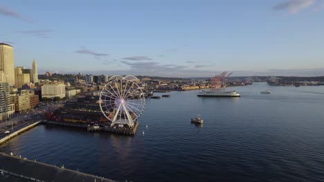 aerial view of a ferry arriving at the