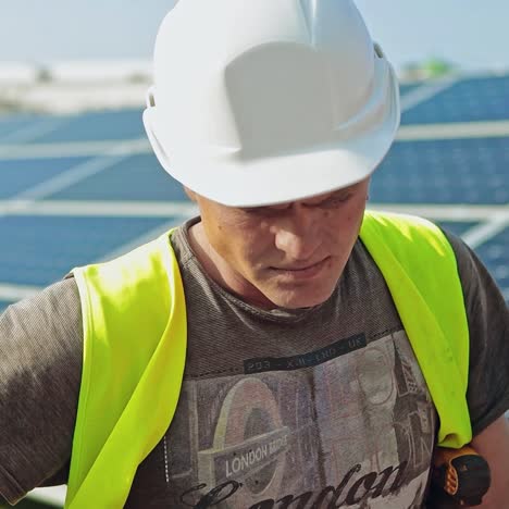 worker standing in solar power station
