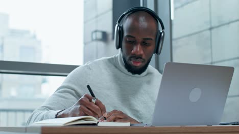 man taking online class