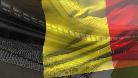 Animación-De-Ondear-La-Bandera-De-Bélgica-Sobre-El-Estadio.