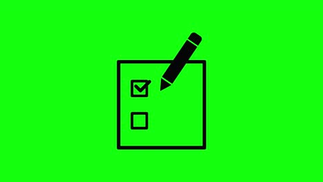 list tick check note mark paper test flat icon green screen animation chroma key
