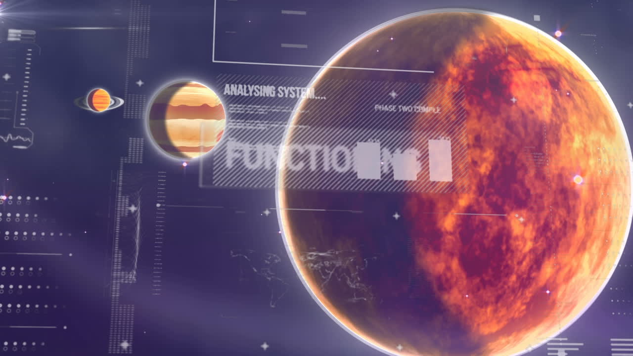 파란색 배경에 전 세계에 대한 데이터 처리 애니메이션