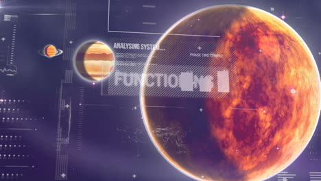 animación del procesamiento de datos sobre el globo sobre fondo azul