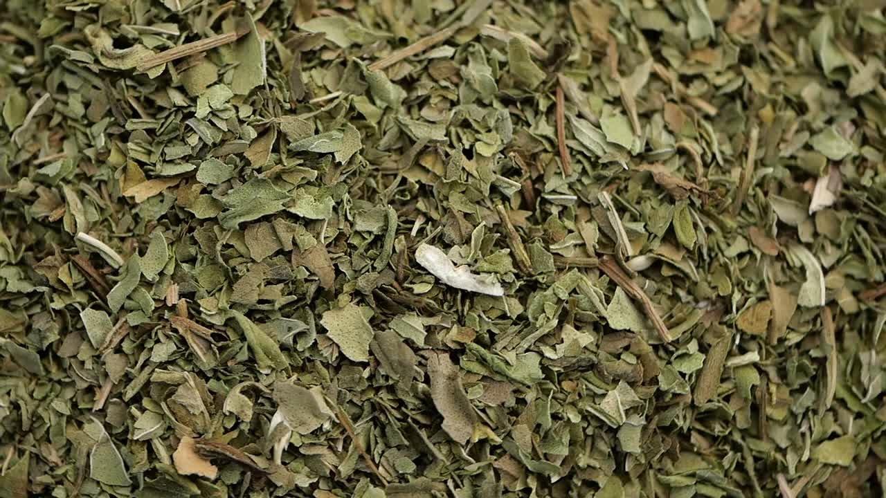 Close-up Texture of Dried Green Herbs and Spices