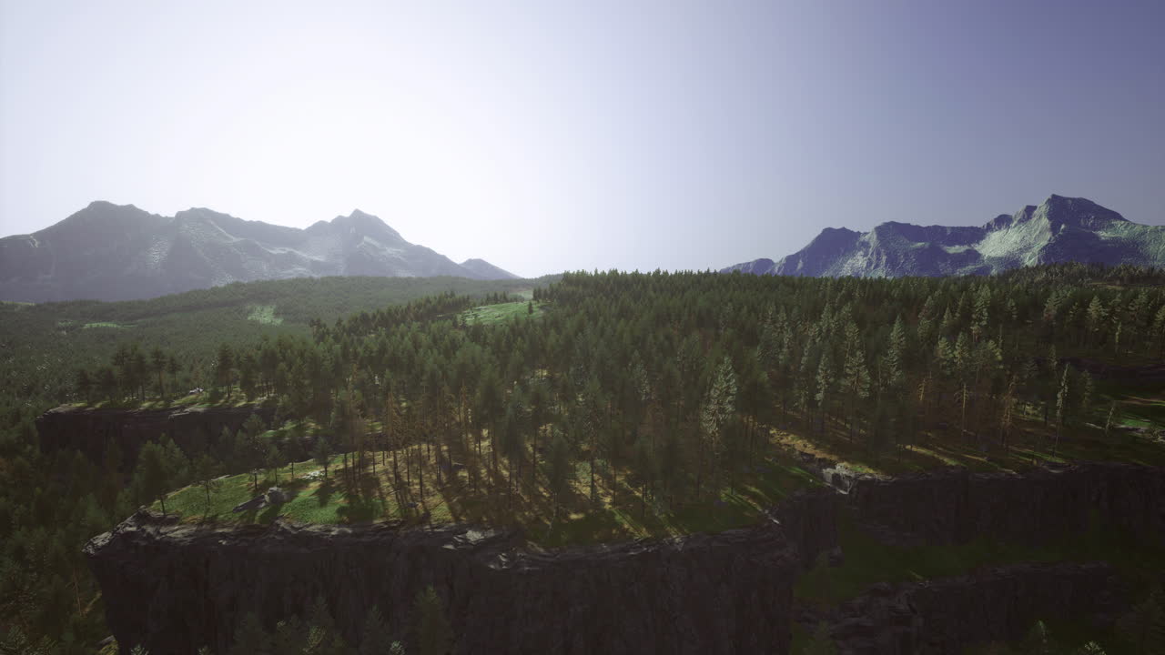 majestuoso paisaje montañoso con exuberante vegetación bajo la brillante luz del sol