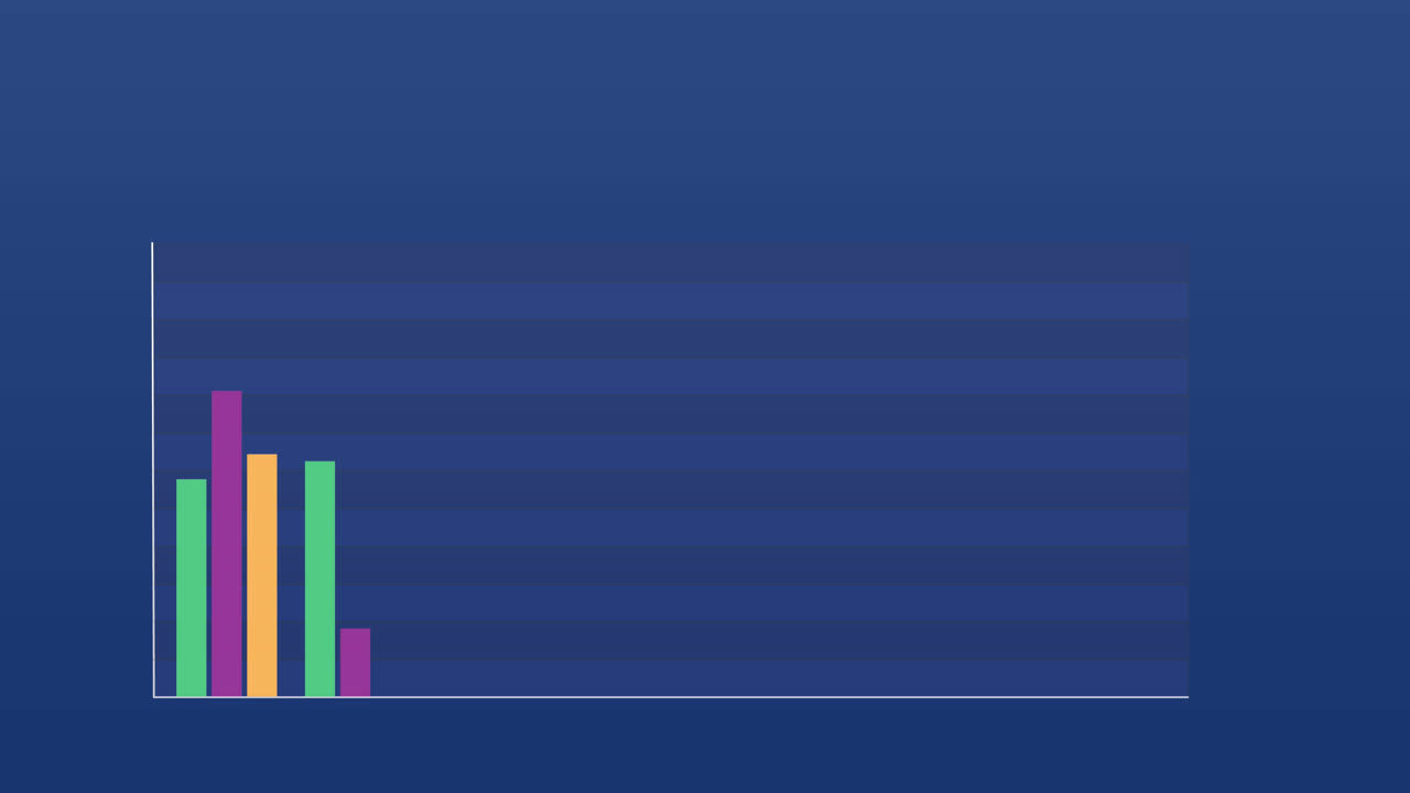 animación del procesamiento de datos estadísticos contra un fondo azul