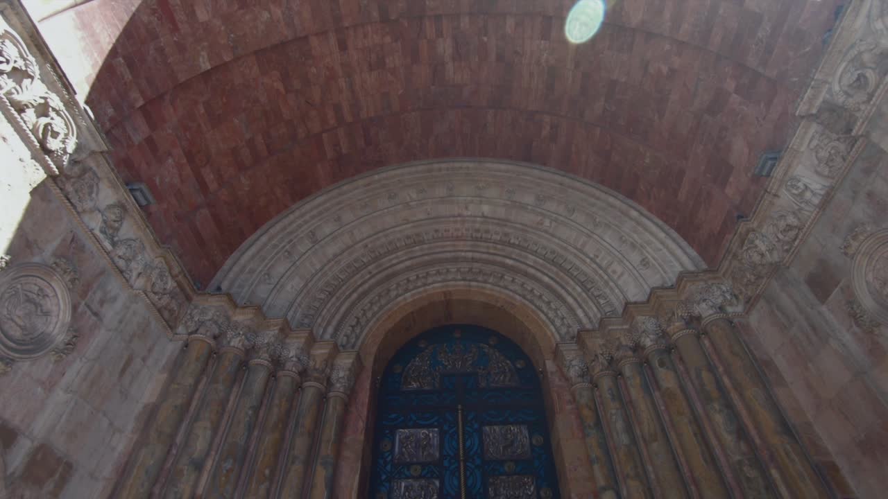 Cuenca catholic cathedral Ecuador main gate door Unesco heritage city