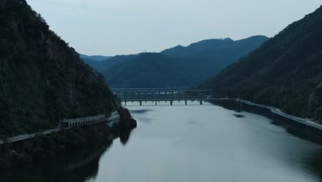 a small river in korea in the early morning