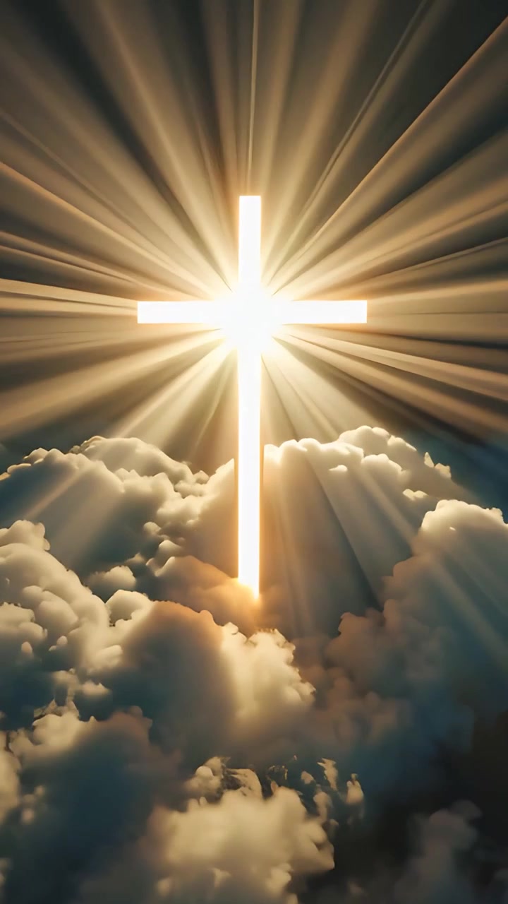 Sfondo per Adorazione 4K: Croce Cristiana e Luce Celeste