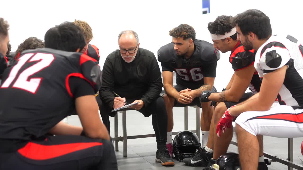 Football Team Meeting with Coach