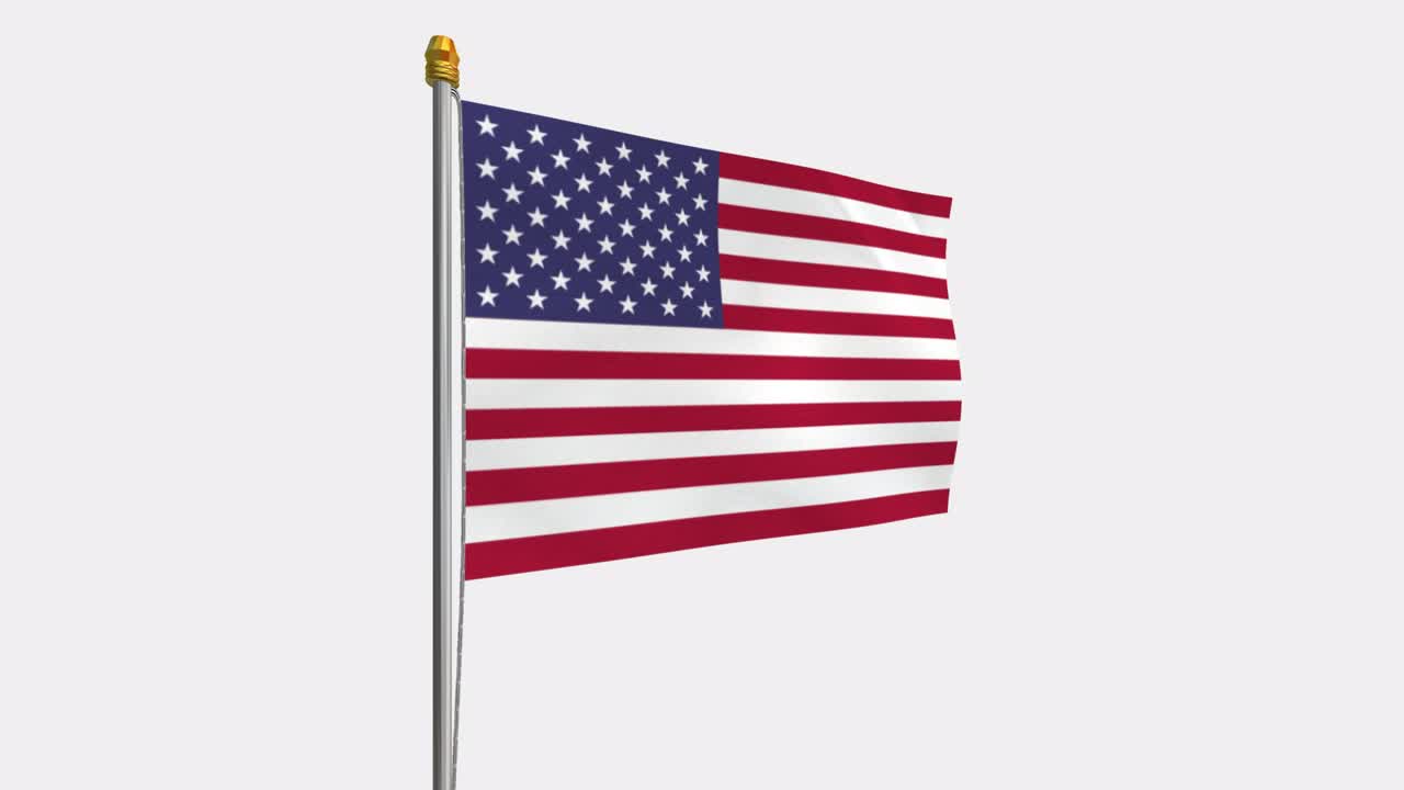 video de bucle de la bandera de los estados unidos revoloteando en el viento, video en cámara lenta de 4k, con canal alfa