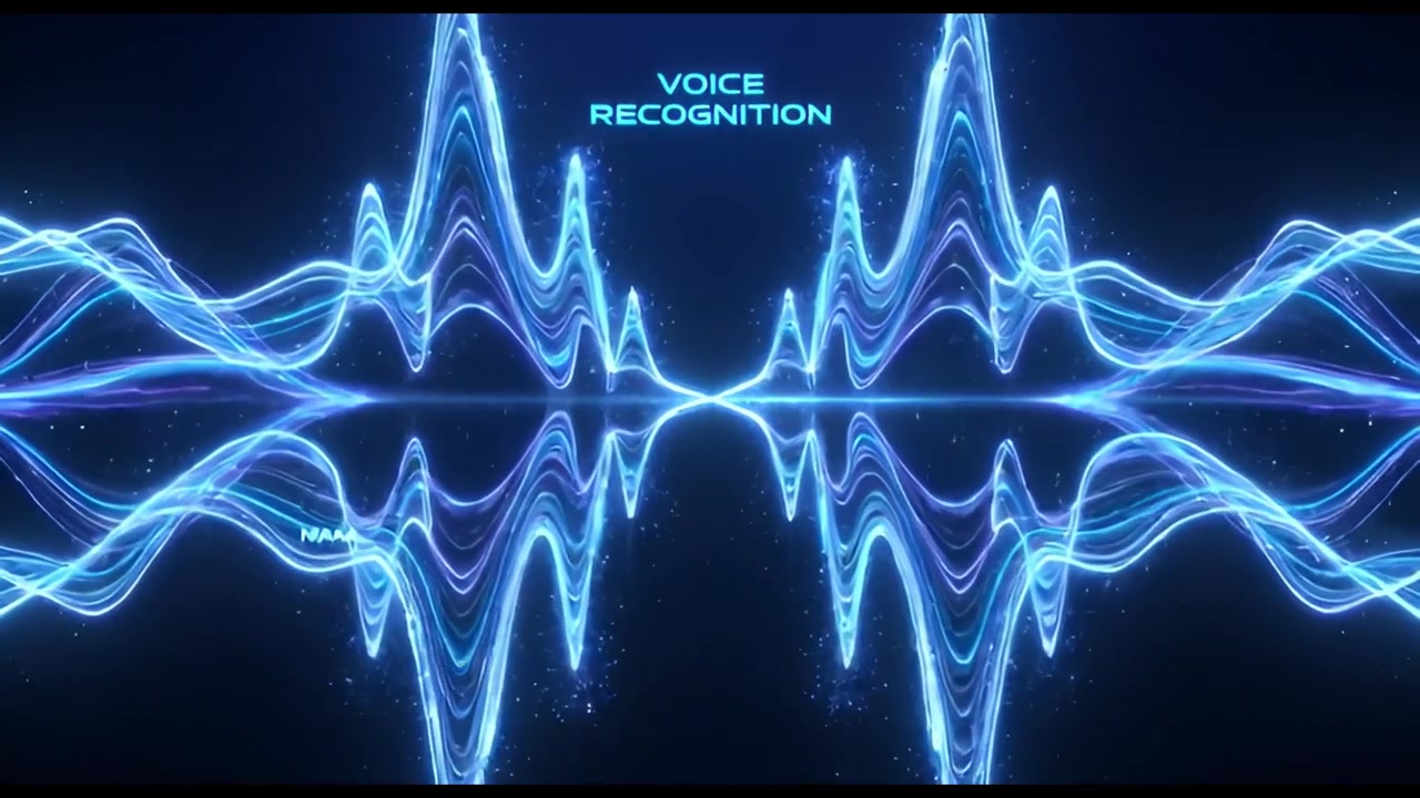 Futuristic Voice Recognition Display with Glowing Audio Spectrum