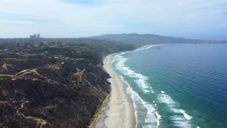 aerial, panorama of san diego ocean coast from torrey pines