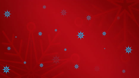 animación de copos de nieve cayendo sobre un fondo rojo