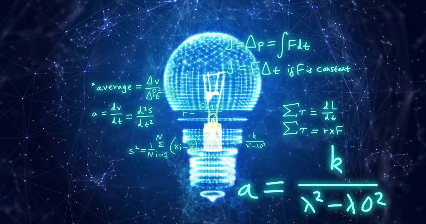 Animation of digital data processing with connections over lightbulb