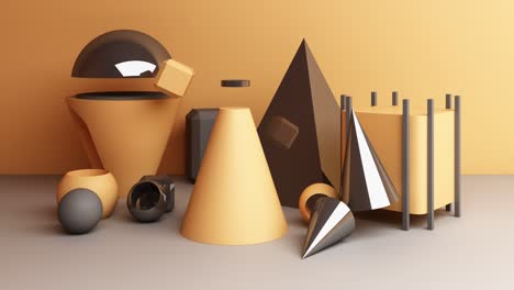 yellow and gray geometric shape 3d rendering