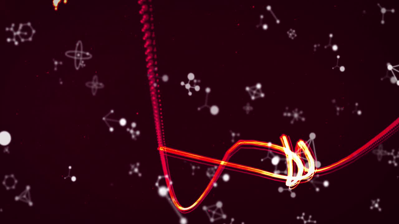 반 ⁇ 이는 네온 줄무 ⁇  위에서 회전하는 분자의 애니메이션