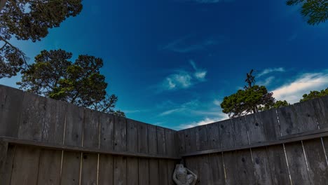 lapso de tiempo de patio trasero de cielos azules con nubes leves
