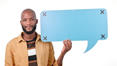 Happy-black-man,-speech-bubble