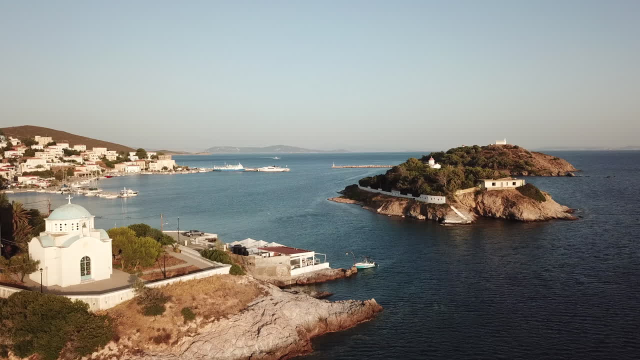 Aerial View of a Greek Island Town