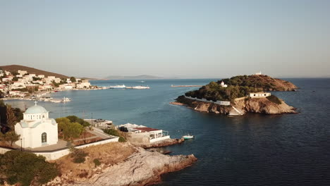 aerial view of a greek island town