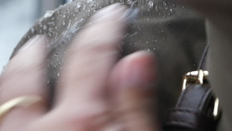 water beading on a waterproof fabric