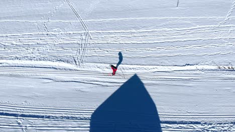 aerial: cross-country skiing in bavaria, close to garmisch-partenkirchen by the zugspitze