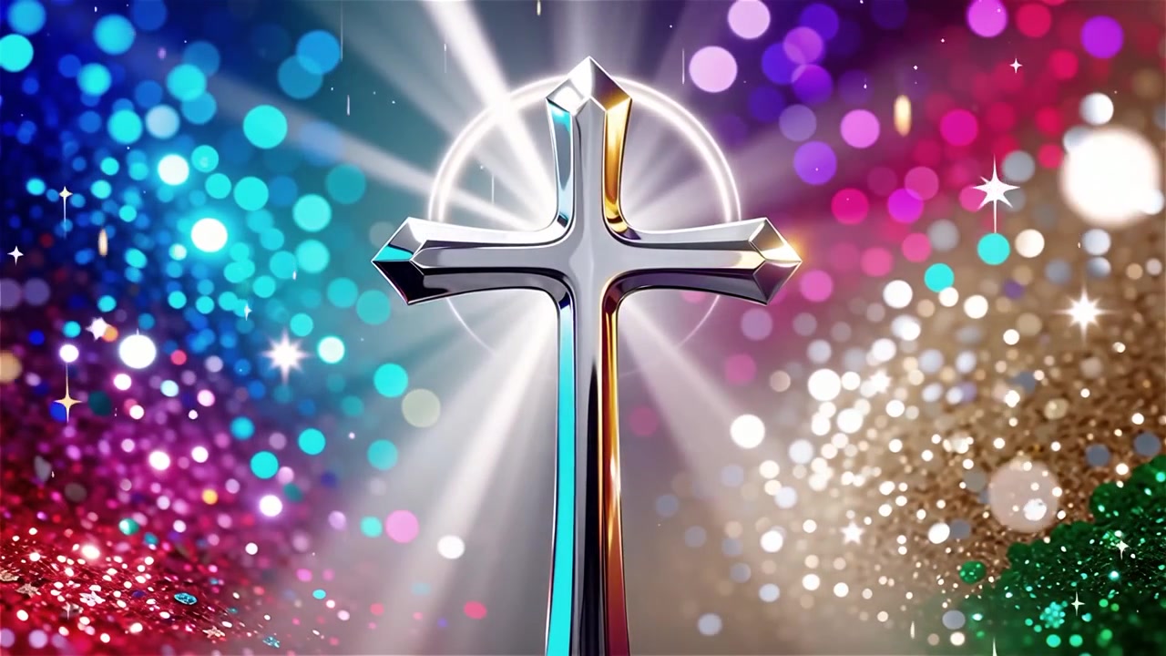 Croce Cristiana Luce Celestiale Sfondo per il Culto.