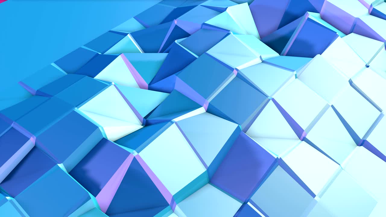 abstracto simple azul violeta baja poli superficie 3d como fondo cibernético. suave geometría bajo fondo de movimiento poli con polígonos puros azul violeta. fondo de bucle sin costuras 4k fullhd