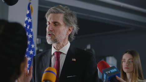 press conference with official