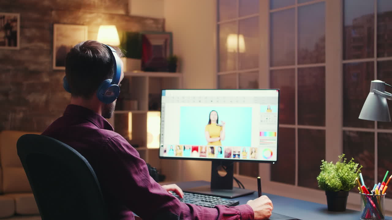 imágenes sobre el hombro de fotógrafos retocando fotos