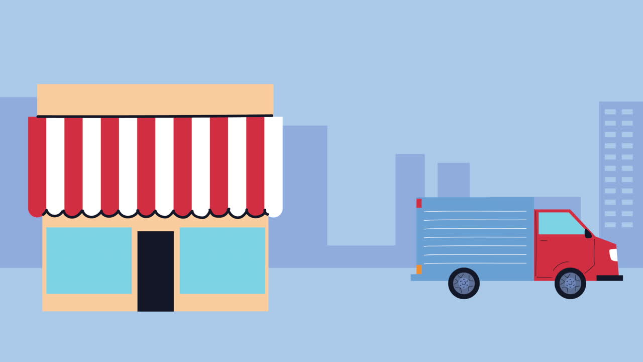 truck vehicle transport delivery service animation