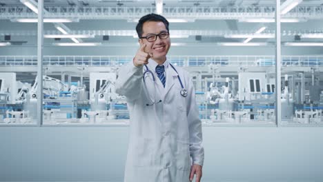 médico en una fábrica moderna