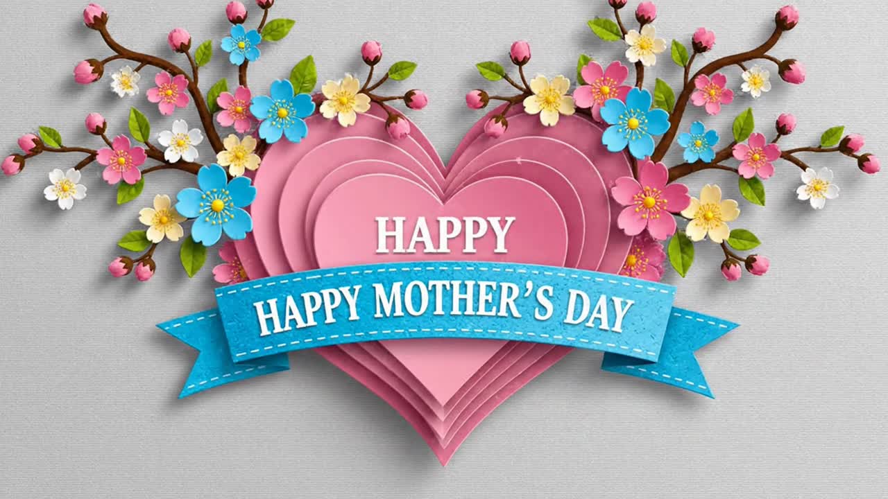Happy mother's day paper craft greeting animation