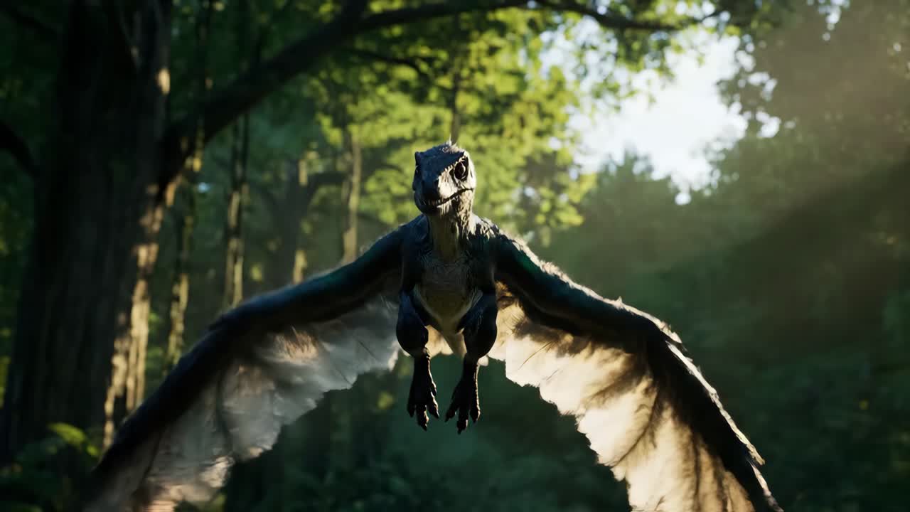 Flying dinosaur in the forest