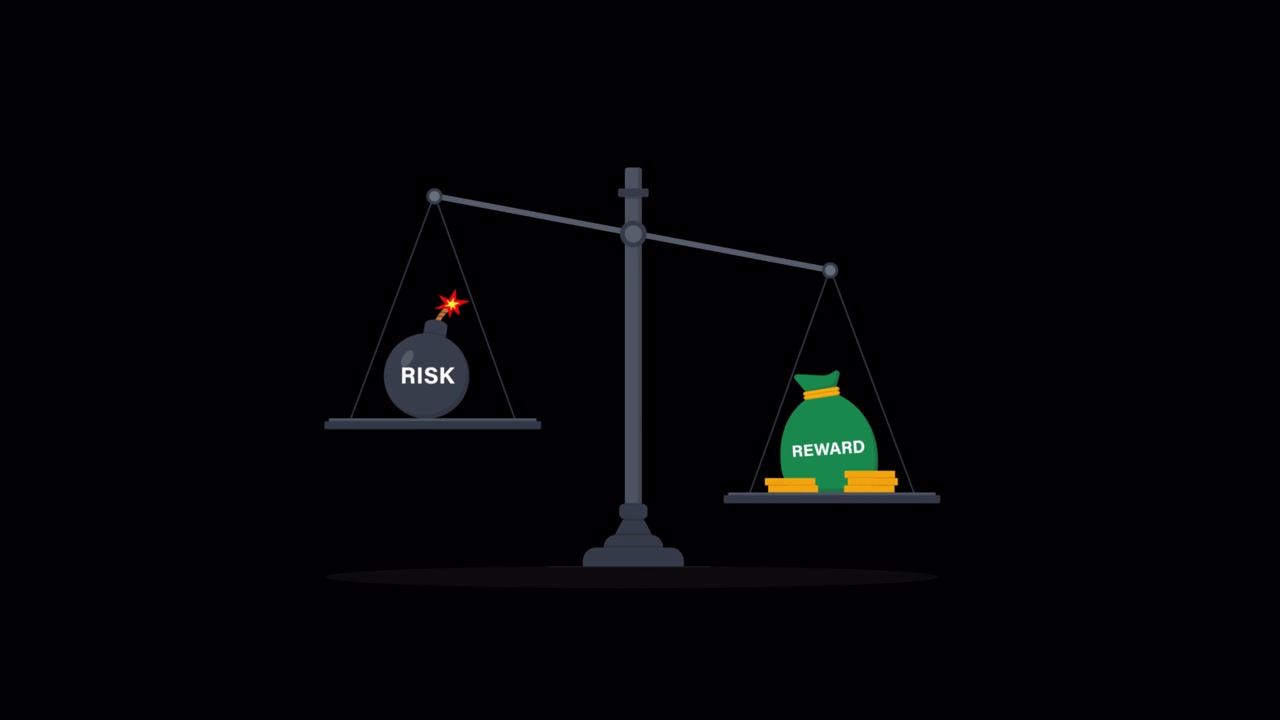 Conceptual Animation of Risk Versus Reward on a Balance Scale