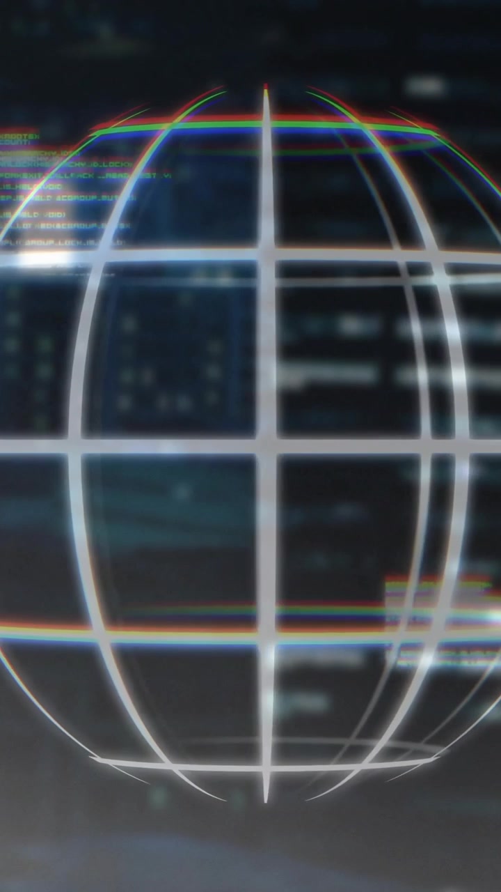 Animation of globe with data processing over cityscape